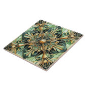 Art Nouveau / Art Deco Achterwand Goud Groen Tegeltje (Zijkant)