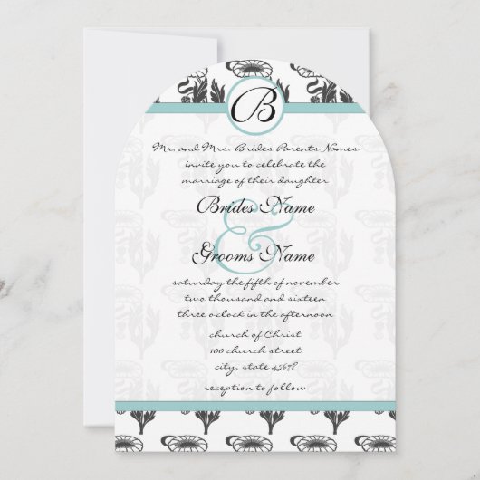 Art Nouveau Art Deco Daisy Wedding Invitation Kaart (Voorkant)