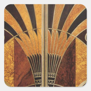 art Nouveau, art deco, , houtkleuren, chic Vierkante Sticker