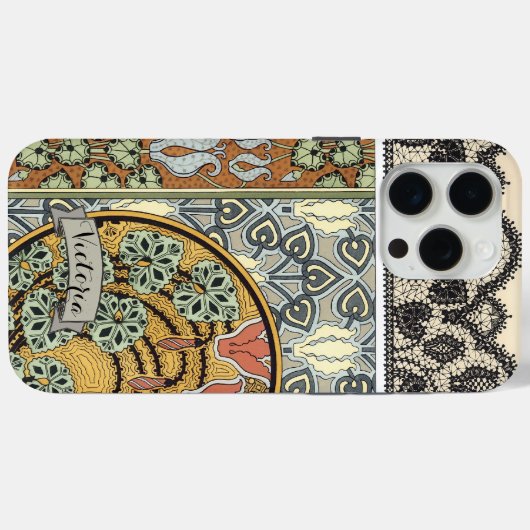 Art Nouveau Art Deco  Lily Pattern Case-Mate iPhone Case (Achterkant (horizontaal))