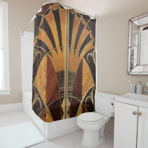 art Nouveau, art deco, , meerhoutkleuren Douchegordijn