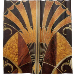 art Nouveau, art deco, , meerhoutkleuren Douchegordijn