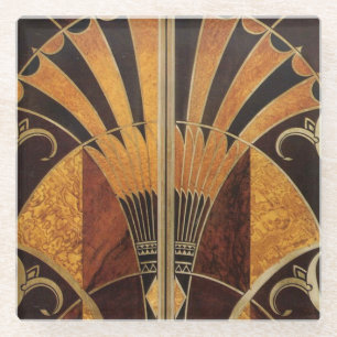 art Nouveau, art deco, , meerhoutkleuren Glazen Onderzetter