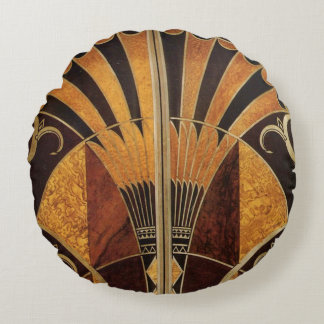 art Nouveau, art deco, , meerhoutkleuren Rond Kussen