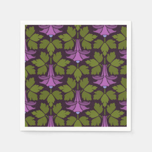 Art Nouveau Art Deco Paarse Floral over zwart desi Servet