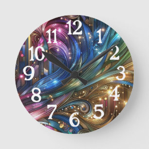 Art Nouveau Art Deco Regenboog Printplaat Ronde Klok