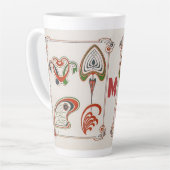  Art Nouveau Art door Mucha, Monogram, Letter Latte Mok (Linkerhoek)