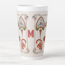 Art Nouveau Art door Mucha, Monogram, Letter Latte Mok