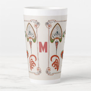 Art Nouveau Art door Mucha, Monogram, Letter Latte Mok