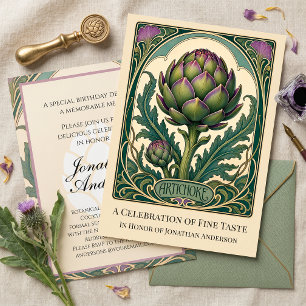 Art Nouveau Artisjok Elegante Vintage Dinerparty Kaart