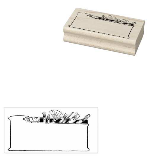 Art Nouveau Artist Brushes Label of Stationery Rubberstempel (Gestempeld)