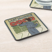  Art Nouveau, artistieke schilderende papaverbloem Bier Onderzetter (Linkerzijde)