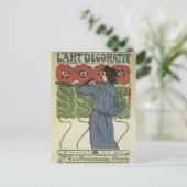  Art Nouveau, artistieke schilderende papaverbloem Briefkaart (Staand voorkant)