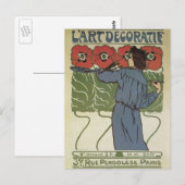  Art Nouveau, artistieke schilderende papaverbloem Briefkaart (Voorkant / Achterkant)