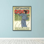  Art Nouveau, artistieke schilderende papaverbloem Canvas Afdruk (Insitu (Houten vloer))