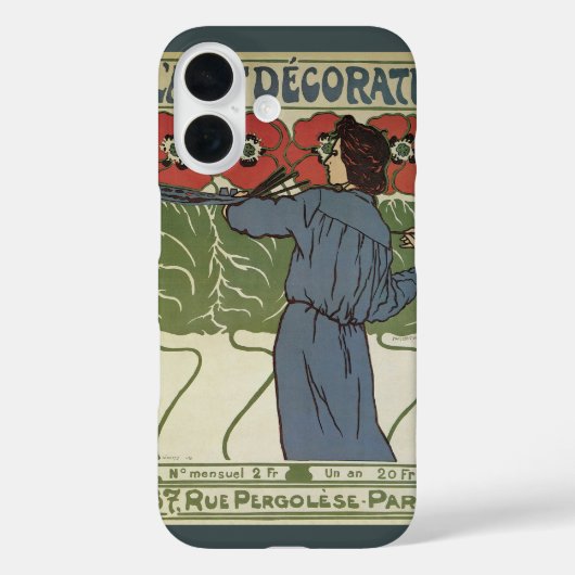  Art Nouveau, artistieke schilderende papaverbloem Case-Mate iPhone Case (Achterkant)