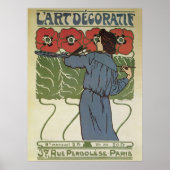 Art Nouveau, artistieke schilderende papaverbloem Poster (Voorkant)