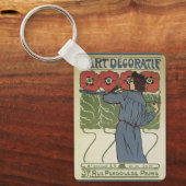  Art Nouveau, artistieke schilderende papaverbloem Sleutelhanger (Voorkant)