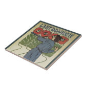  Art Nouveau, artistieke schilderende papaverbloem Tegeltje (Zijkant)