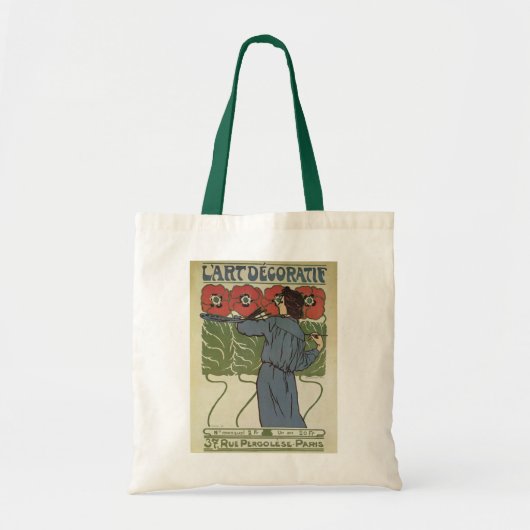  Art Nouveau, artistieke schilderende papaverbloem Tote Bag (Voorkant)