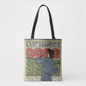  Art Nouveau, artistieke schilderende papaverbloem Tote Bag (Voorkant)