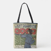  Art Nouveau, artistieke schilderende papaverbloem Tote Bag (Achterkant)