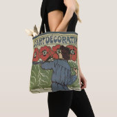  Art Nouveau, artistieke schilderende papaverbloem Tote Bag (Dichtbij)