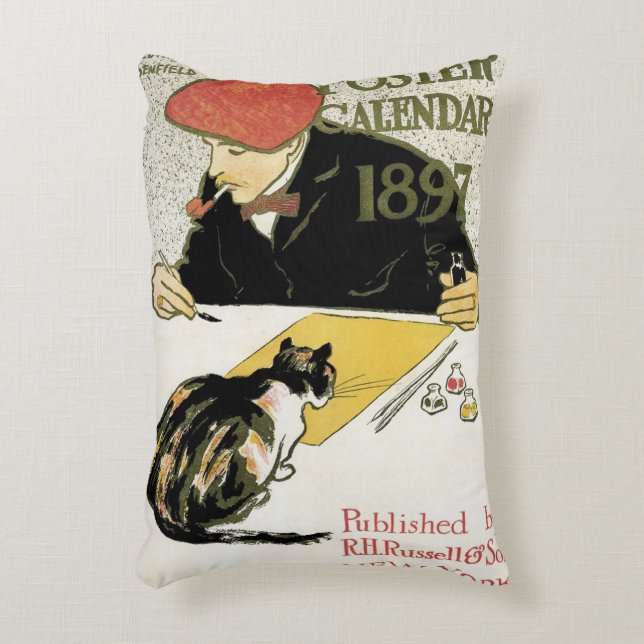  Art Nouveau, artistieke schildering met Pet Cat Accent Kussen (Voorkant(Verticaal))