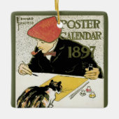 Art Nouveau, artistieke schildering met Pet Cat Keramisch Ornament (Voorkant)