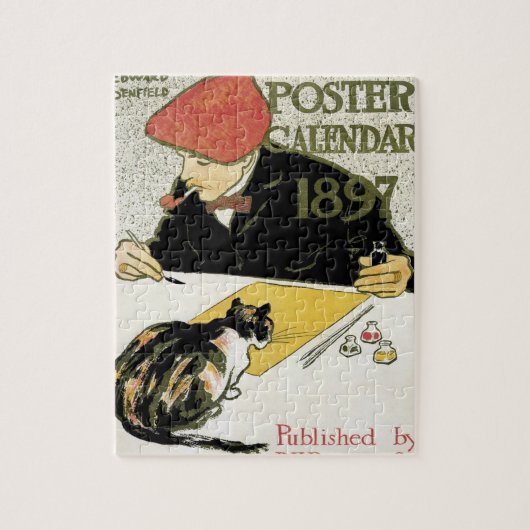  Art Nouveau, artistieke schildering met Pet Cat Legpuzzel (Verticaal)