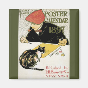  Art Nouveau, artistieke schildering met Pet Cat Magneet