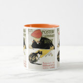 Art Nouveau, artistieke schildering met Pet Cat Mok (Midden)