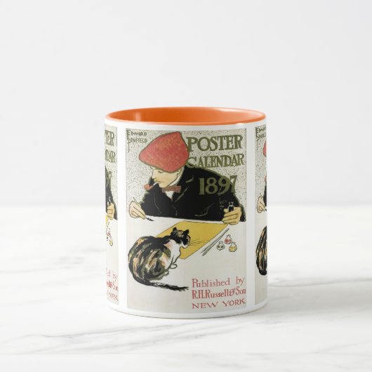  Art Nouveau, artistieke schildering met Pet Cat Mok (Midden)