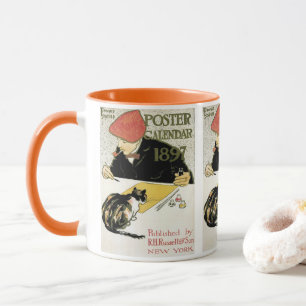  Art Nouveau, artistieke schildering met Pet Cat Mok