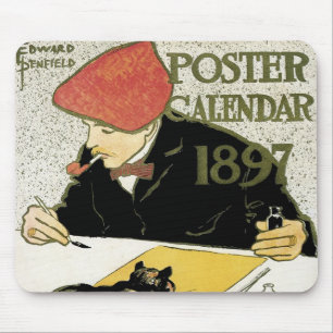  Art Nouveau, artistieke schildering met Pet Cat Muismat