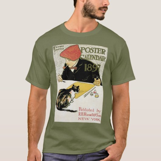  Art Nouveau, artistieke schildering met Pet Cat T-shirt (Voorkant)