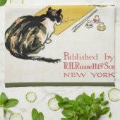 Art Nouveau, artistieke schildering met Pet Cat Theedoek (Gevouwen)