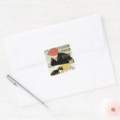 Art Nouveau, artistieke schildering met Pet Cat Vierkante Sticker (Envelop)