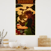 Art Nouveau Barista (poster/gedrukte tekst) Poster (Keuken)