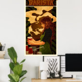 Art Nouveau Barista (poster/gedrukte tekst) Poster (Thuiskantoor)