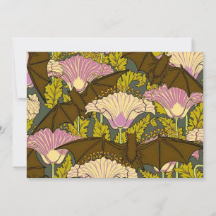 ARt Nouveau Bat Halloween Invitation Kaart