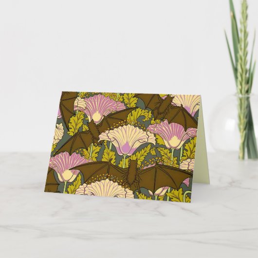 Art Nouveau Bats en Flowers Kaart (Voorkant)