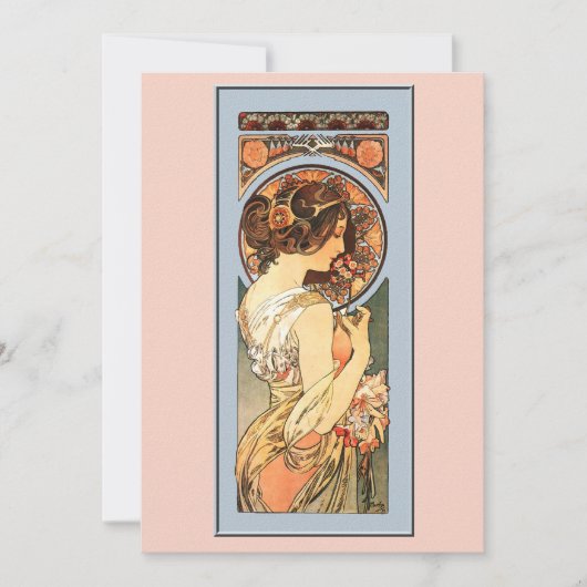 Art Nouveau Beauely Bride Wedding Invitation Kaart (Voorkant)