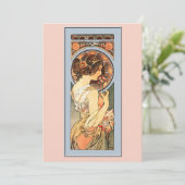 Art Nouveau Beauely Bride Wedding Invitation Kaart (Staand voorkant)