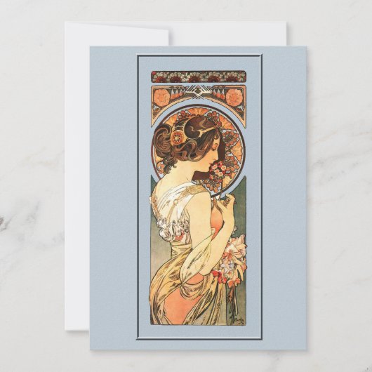 Art Nouveau Beauely Bride Wedding Invitation Kaart (Voorkant)