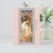 Art Nouveau Beauely Bride Wedding RSVP-kaart RSVP Kaartje (Staand voorkant)