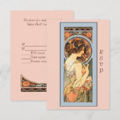 Art Nouveau Beauely Bride Wedding RSVP-kaart RSVP Kaartje (Voorkant / Achterkant)