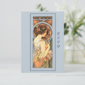 Art Nouveau Beauely Bride Wedding RSVP-kaart RSVP Kaartje (Staand voorkant)
