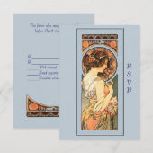 Art Nouveau Beauely Bride Wedding RSVP-kaart RSVP Kaartje (Voorkant / Achterkant)