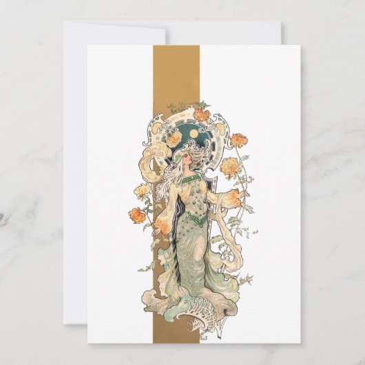 Art Nouveau Beauty met Chrystanthemums Notitiekaartje (Voorkant)